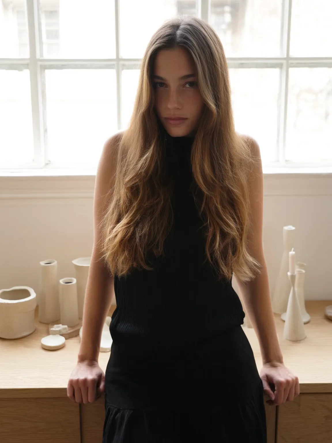 warm caramel brown long layers